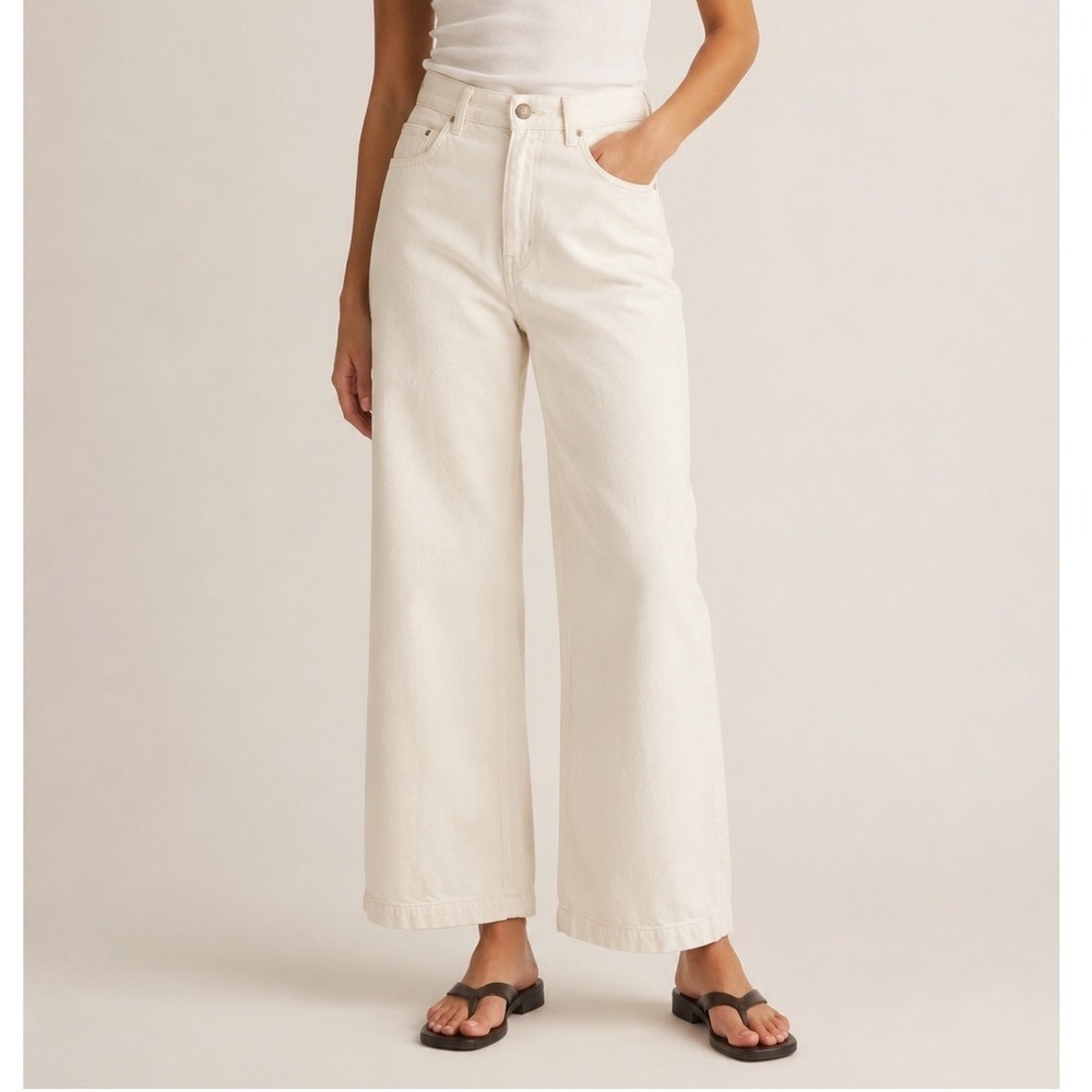 Rachel Comey Wide Leg Jeans Off White High Rise Denim Pants Size 2